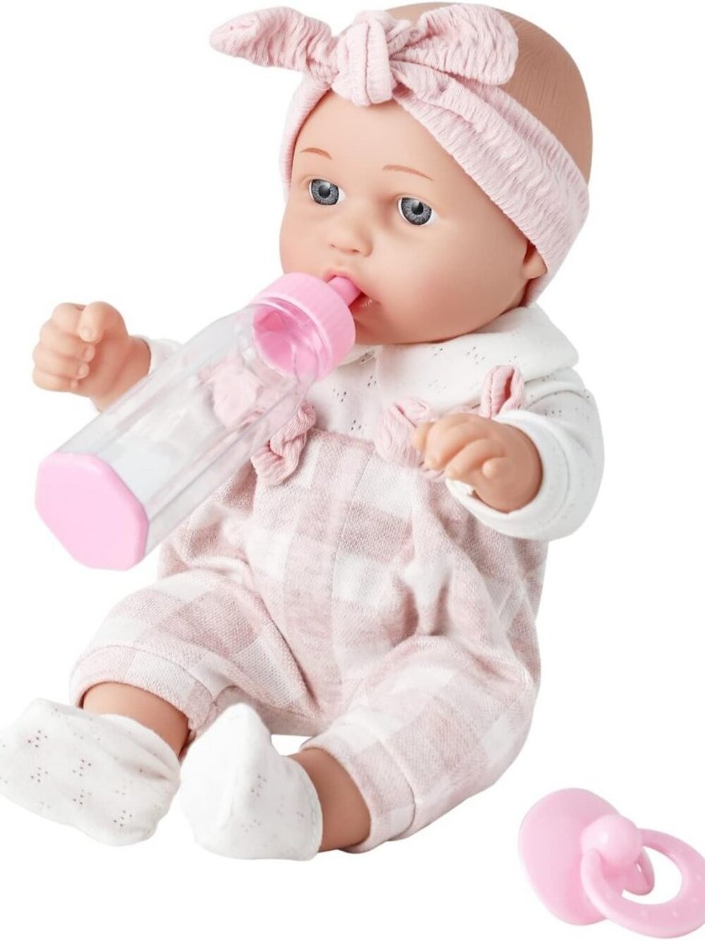 Adorable 12" Baby Doll Gift Set with Pink Clothes, Pacifier, Blanket & Bottle